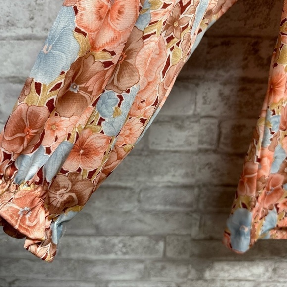 VINTAGE floral blouse‎ women’s size 10 3//4 button down collared - Picture 5 of 5